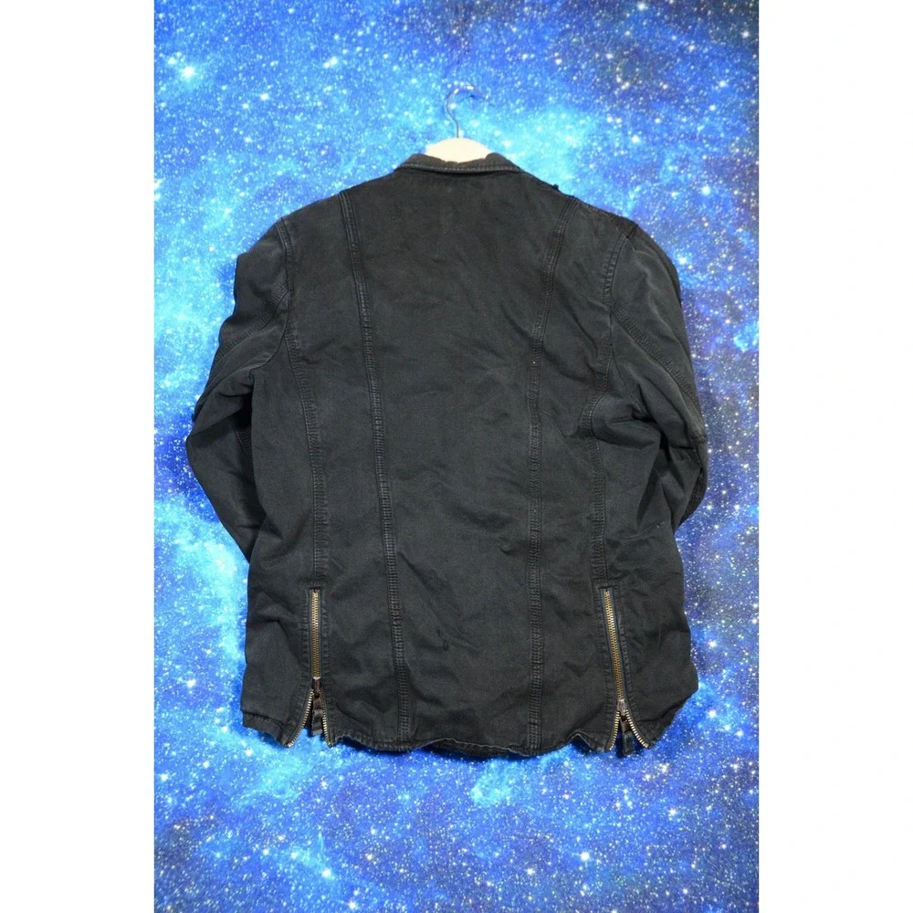 Triple Five Soul Blazer Jacket Medium Black Military Canvas Zip Pockets
